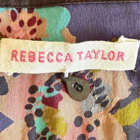 Rebecca Taylor Long Sleeve Floral Blouse 6 Silk Blend Feminine Purple Elegant - Picture 5 of 9